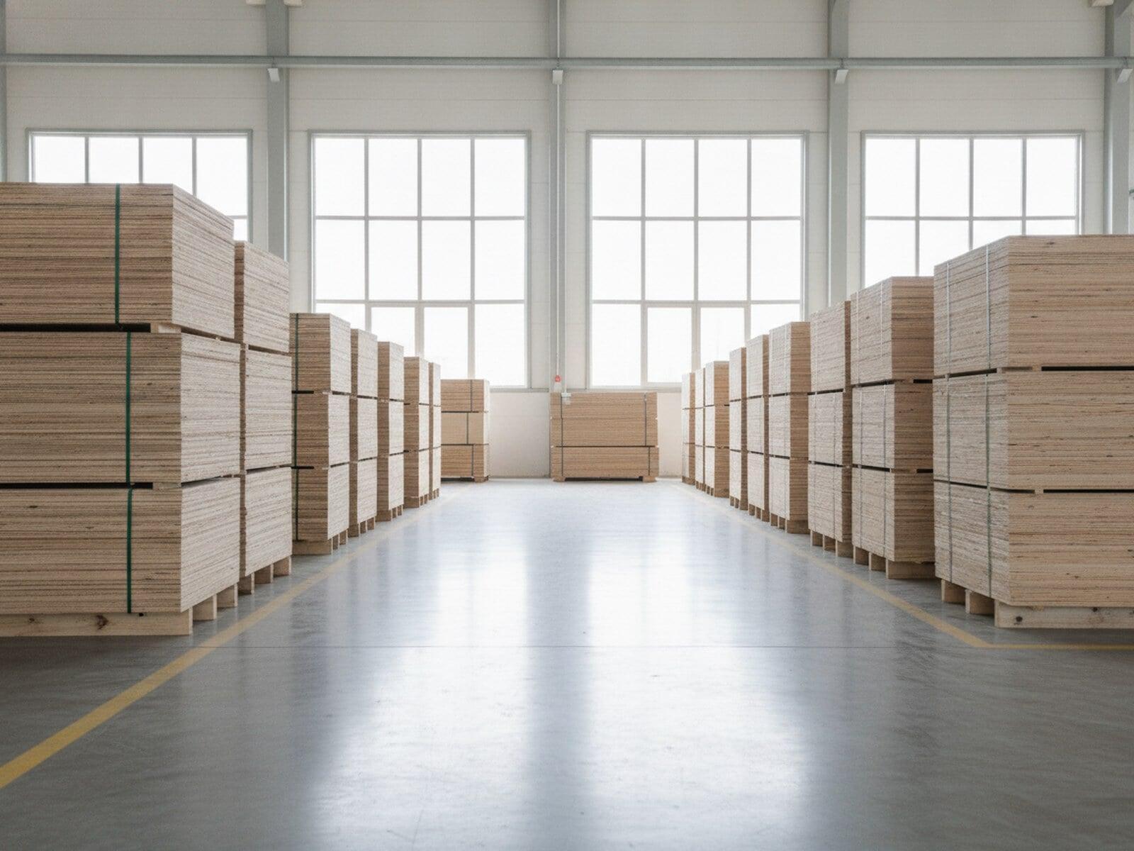 Plywood manufacturing floor at Cochin Wood Industries