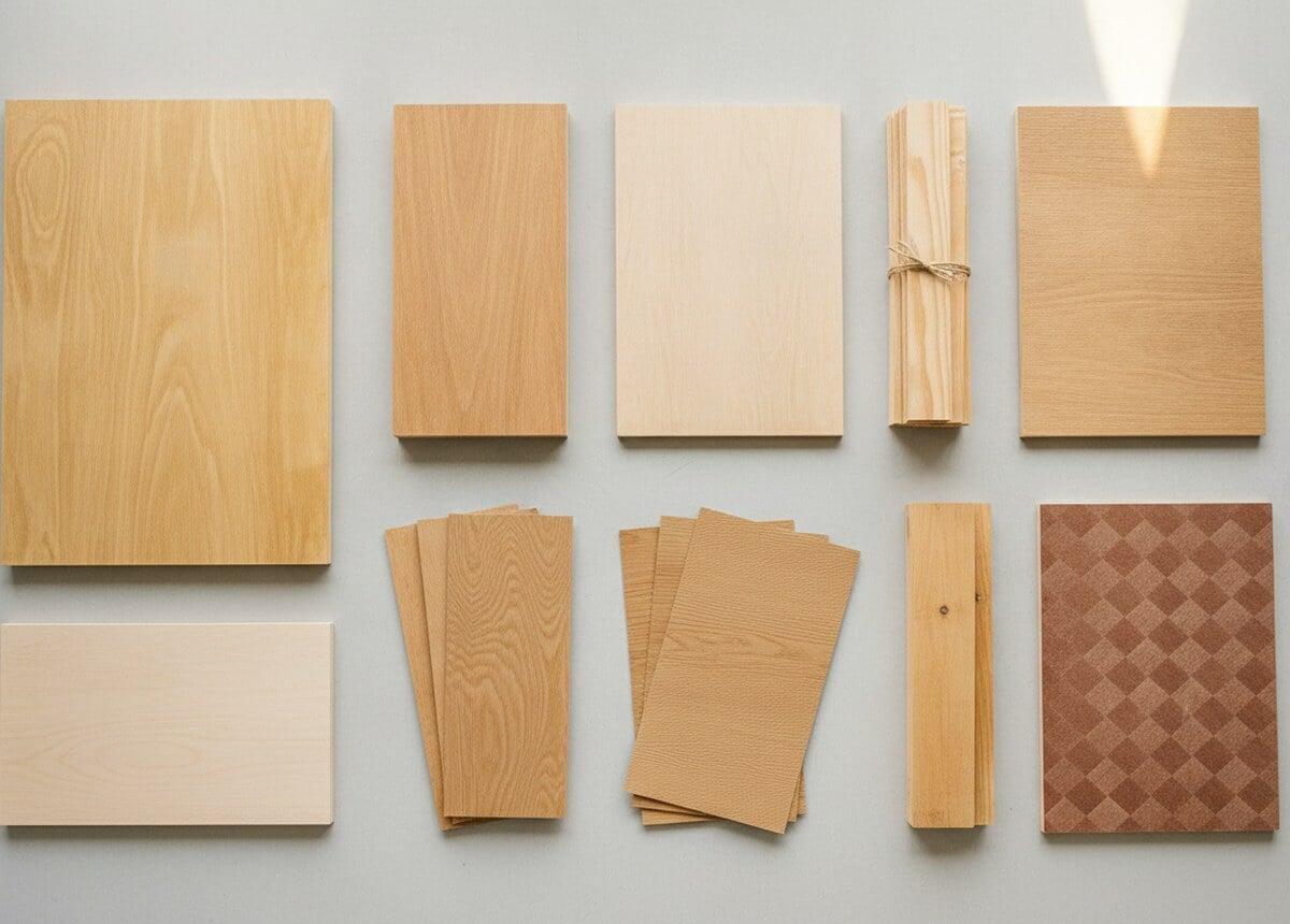 Stacks of plywood sheets, engineered panels and sawn timber — the Cochin Wood Industries product range